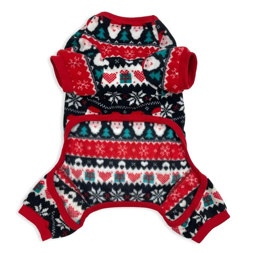 Frisco Santa Fair Isle Dog Cat Pajamas Sz M New $14 Fleece Small Pet PJs Holiday